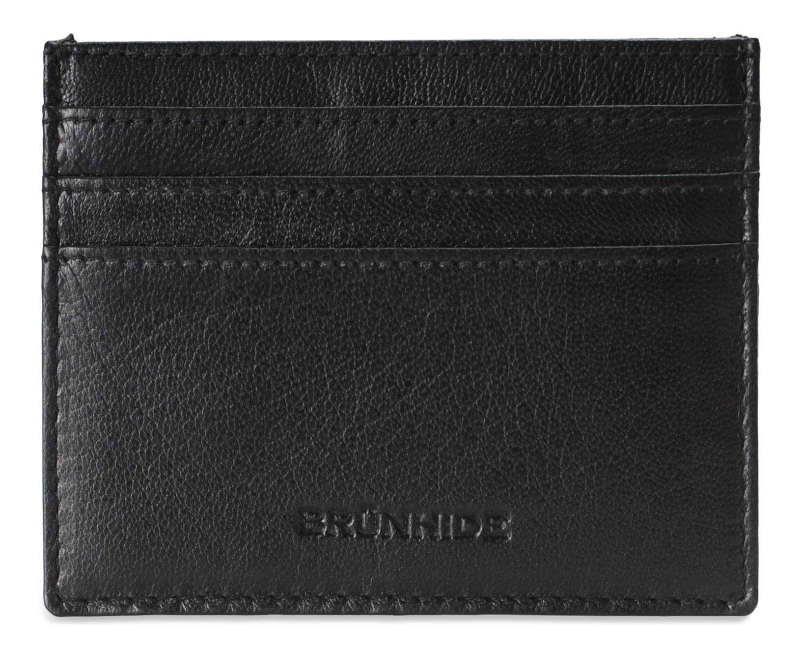 Mens Brunhide leather card holder wallet with plastic ID 254-300 Black front