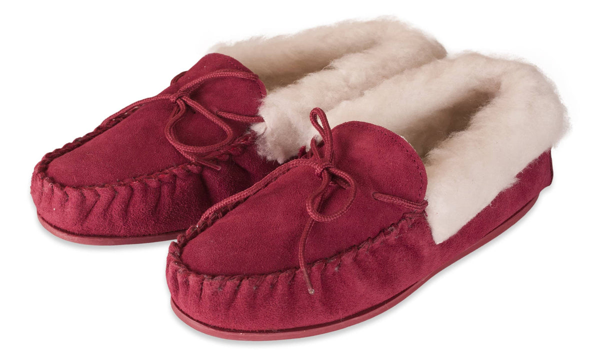 Nordvek womens moccasins hard sole  417-100 red pair