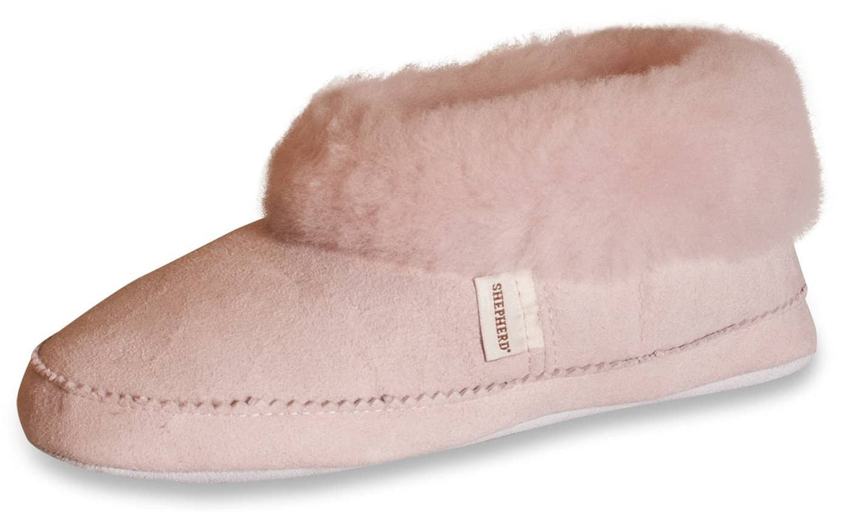 Shepherd womens sheepskin slippers EMMY pink front