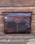 Ashwood leather laptop satchel messenger bag tan front against wooden background