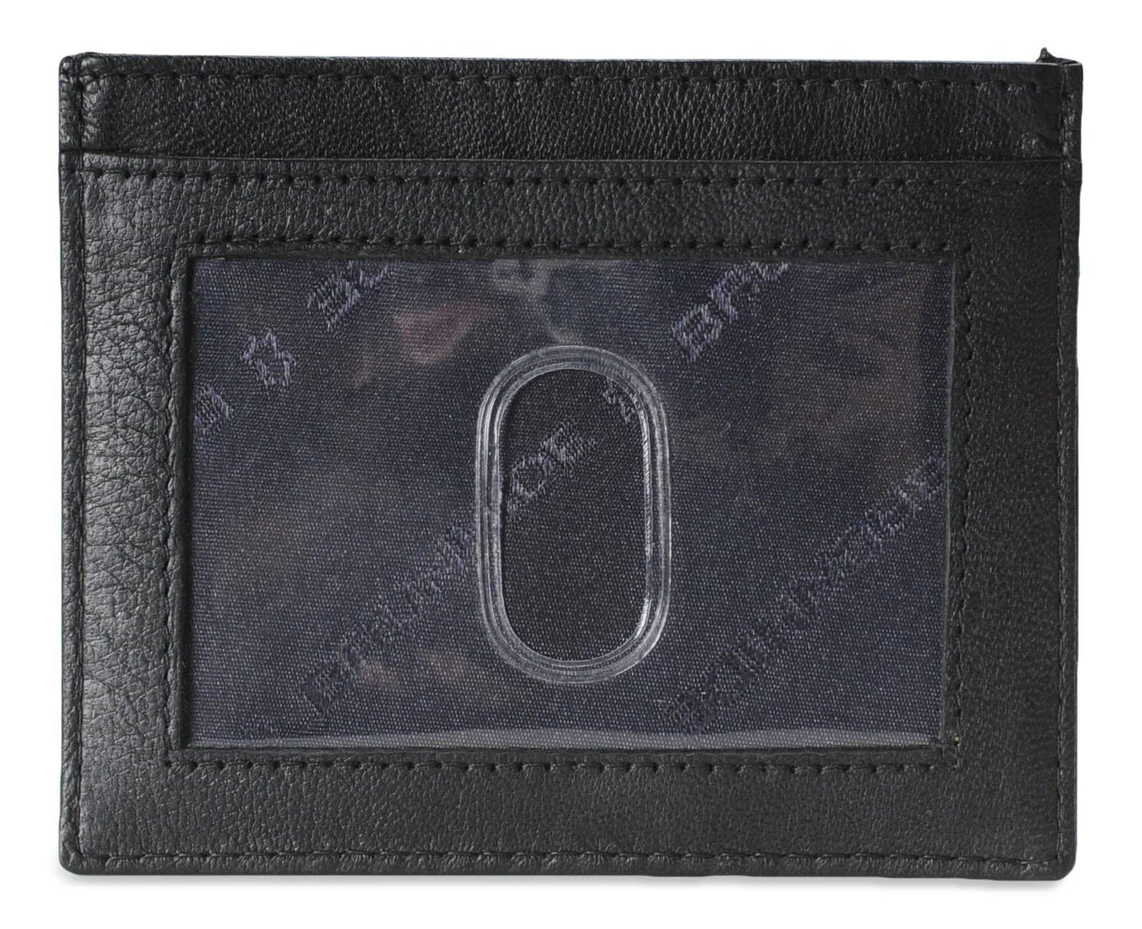 Mens Brunhide leather card holder wallet with plastic ID 254-300 Black front