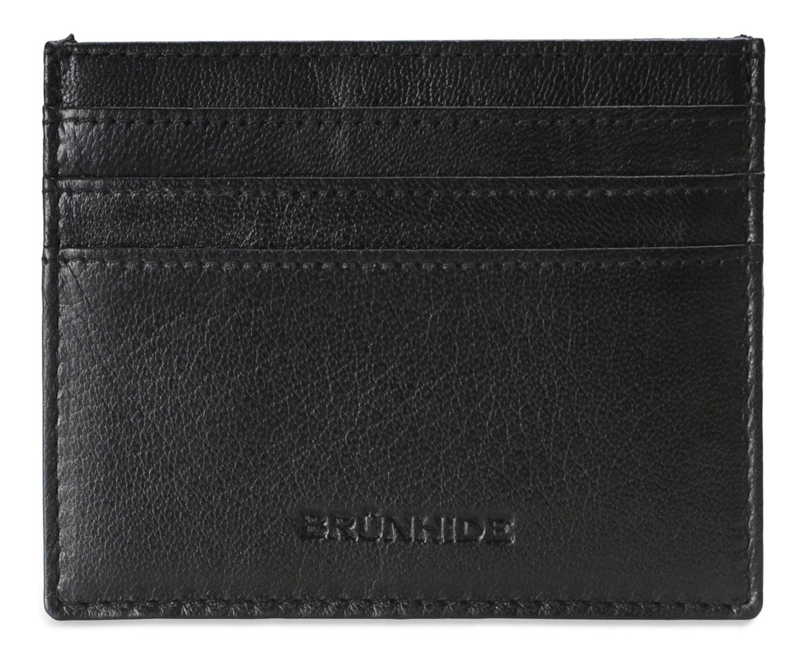 Mens Brunhide leather card holder wallet with plastic ID 254-300 Black front