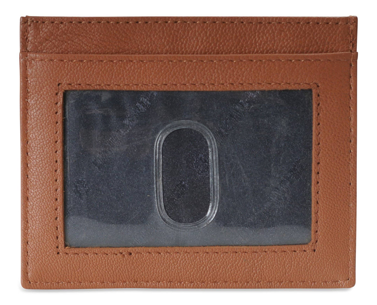 Mens Brunhide leather card holder wallet with plastic ID 254-300 Purple front