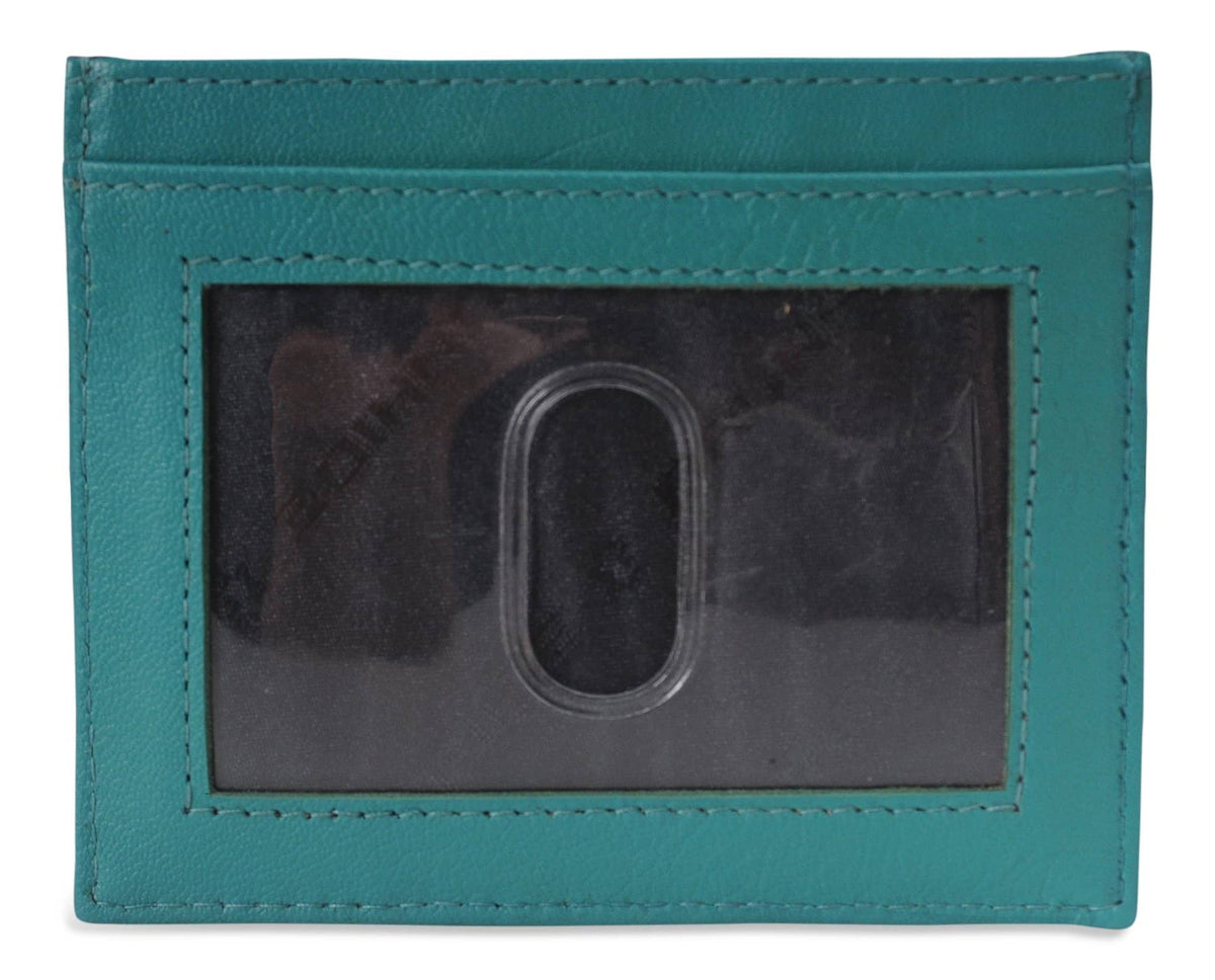 Mens Brunhide leather card holder wallet with plastic ID 254-300 Brown front