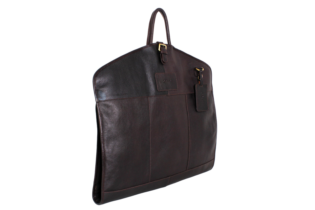 Ashwood leather Suit Carrier white background chestnut closed