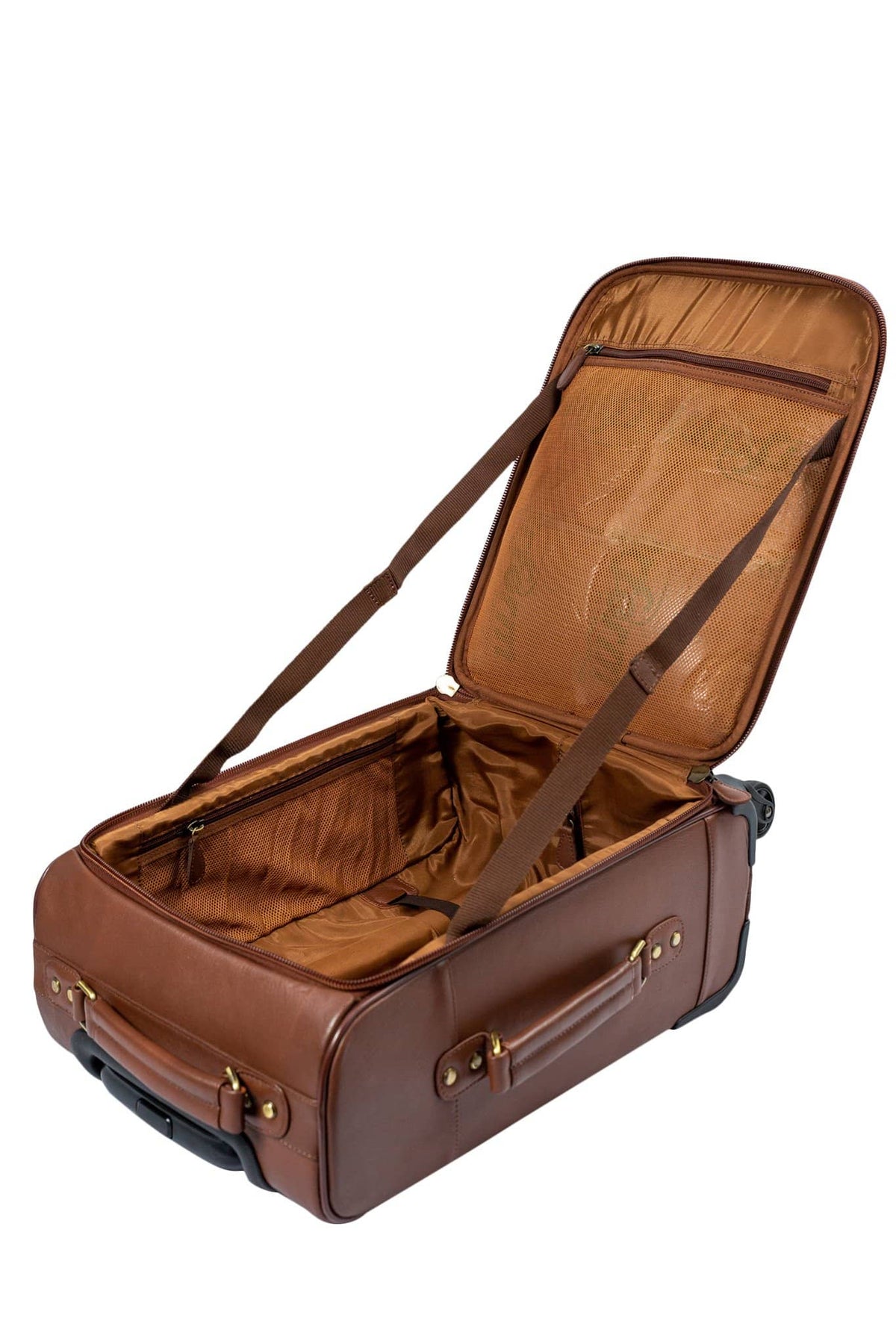 Nordvek trolley suitcase with open to see inside tan 101-100