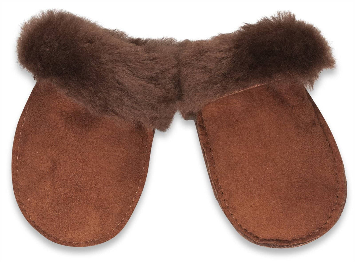 Nordvek sheepskin kids puddy mittens brown without ribbon 303-100