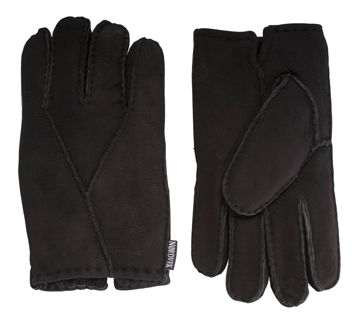 Mens Nordvek sheepskin black gloves 304-100 side by side