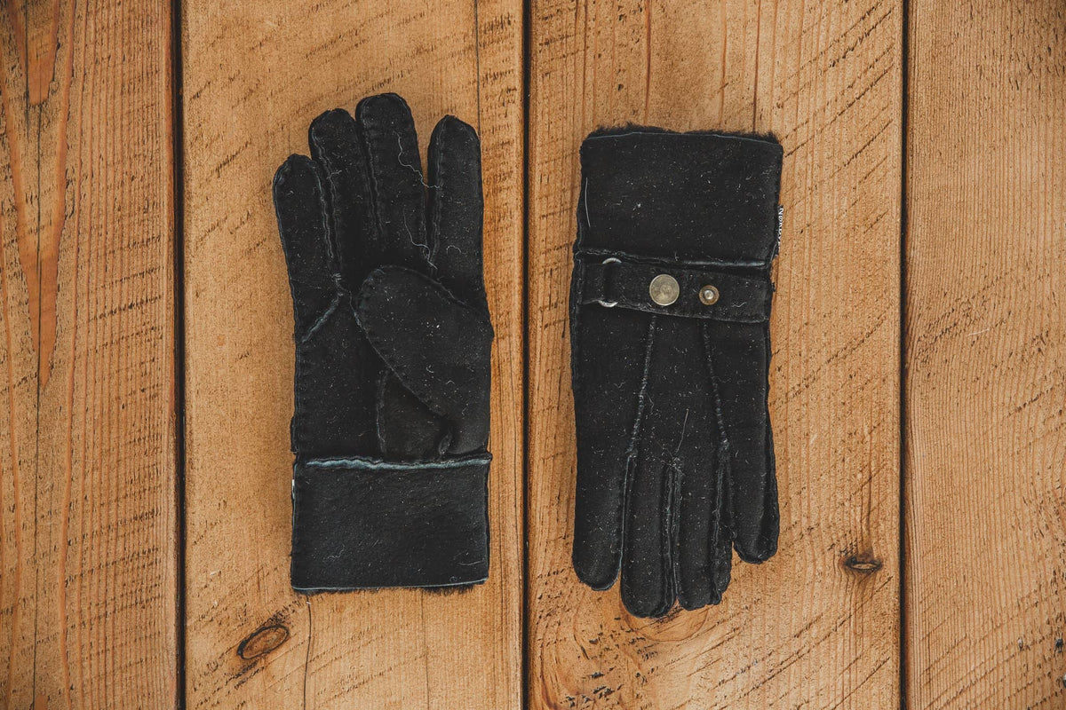 Mens Sheepskin Gloves - Adjustable Strap Cuff