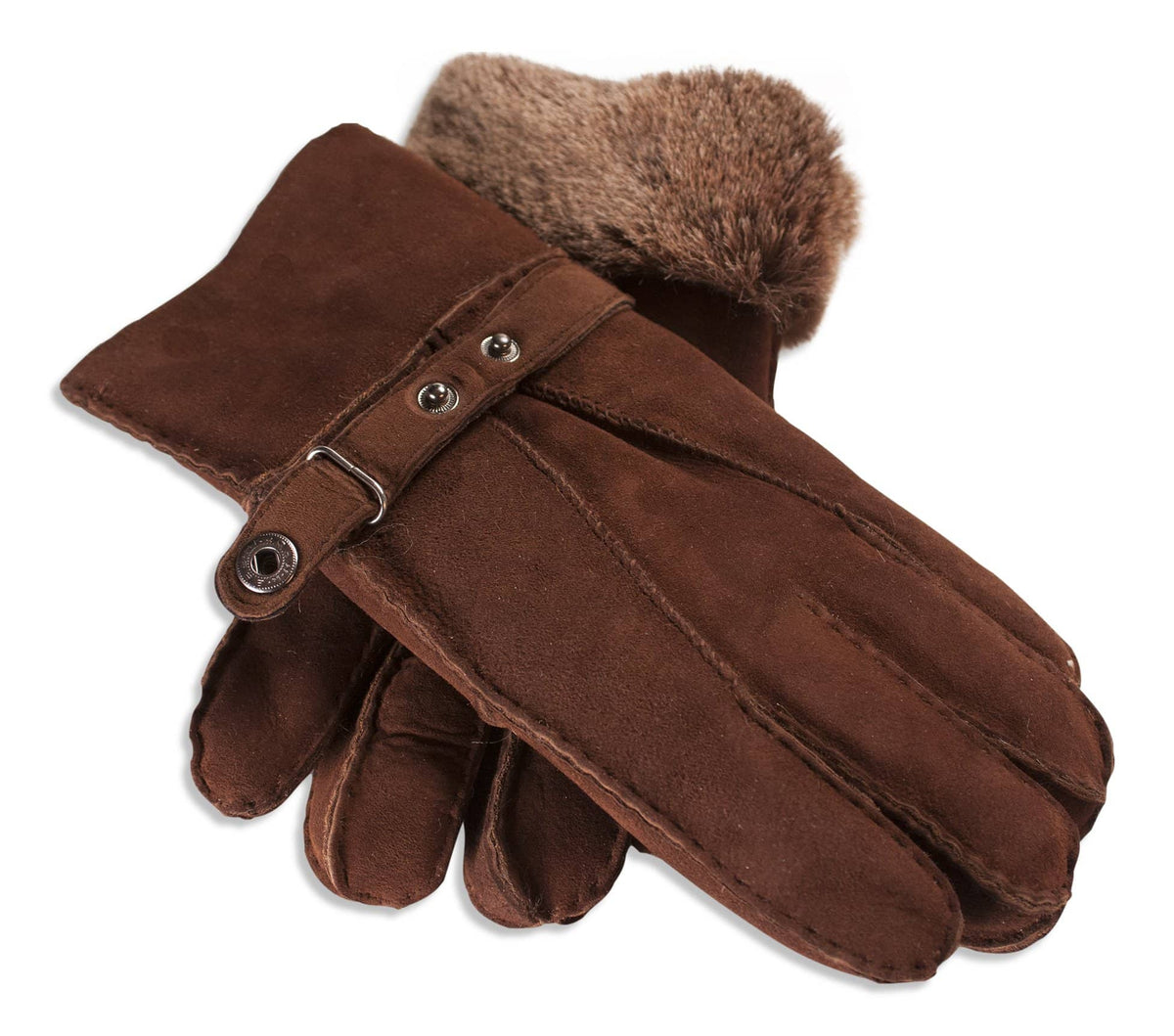 Ladies Nordvek sheepskin gloves 307-100 brown overlap