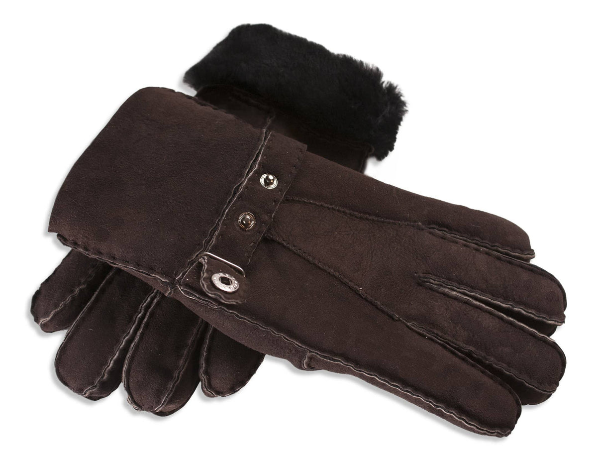 Mens Sheepskin Gloves - Adjustable Strap Cuff