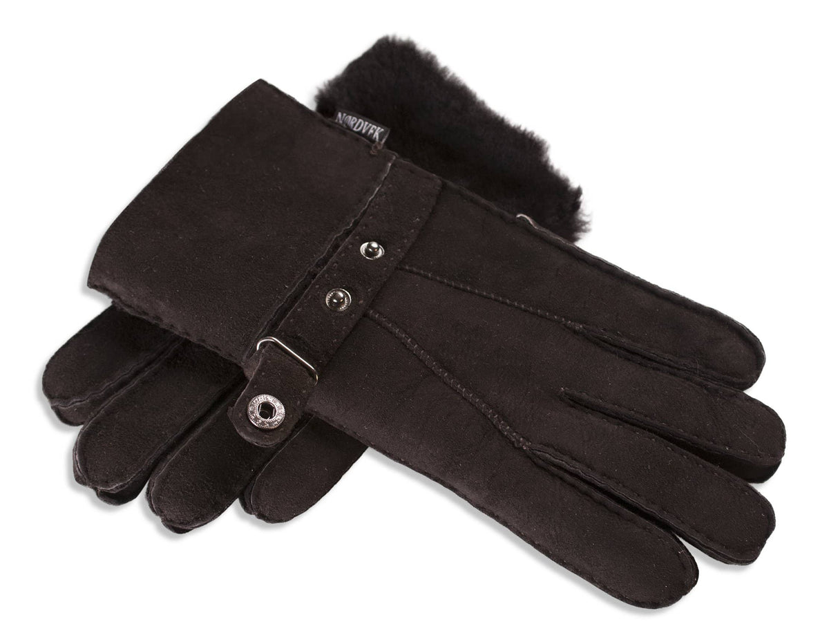 Ladies Nordvek sheepskin gloves 307-100 dark chocolate overlap