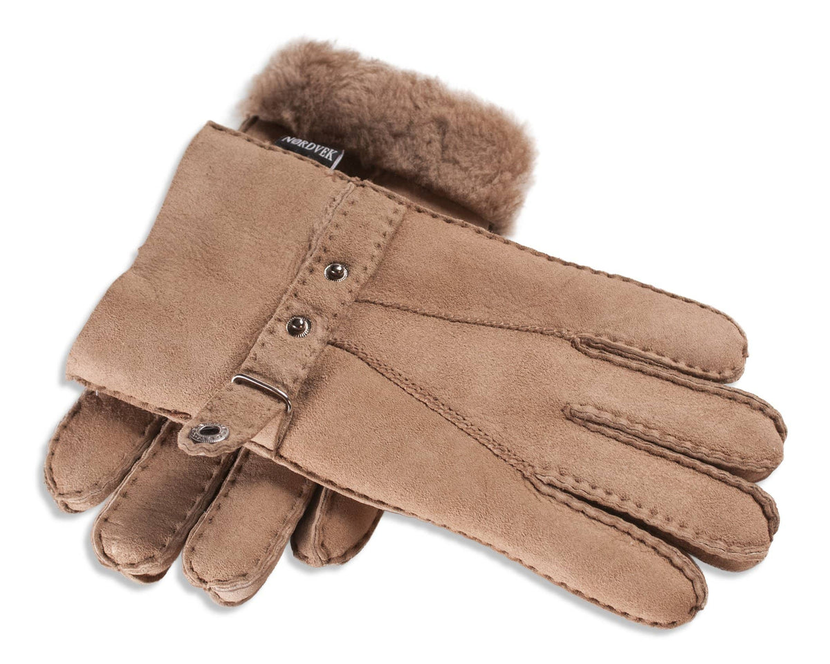 Mens Sheepskin Gloves - Adjustable Strap Cuff
