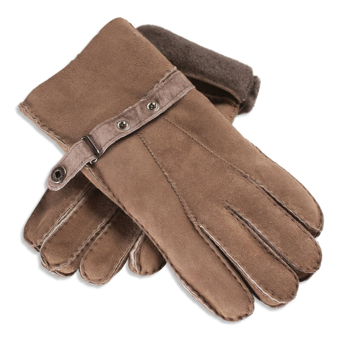 Mens Sheepskin Gloves - Adjustable Strap Cuff