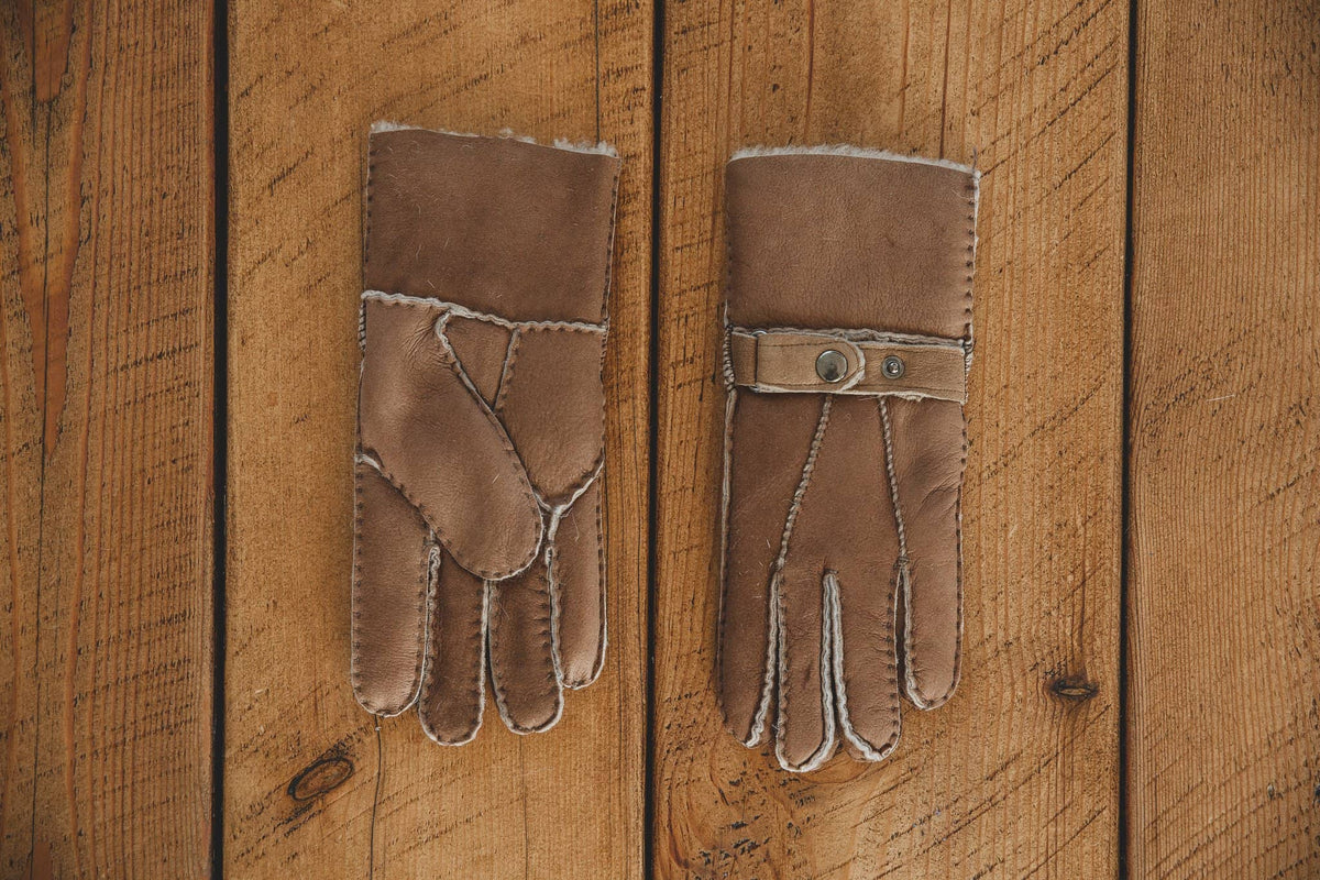 Womens Sheepskin Gloves - Adjustable Strap Cuff