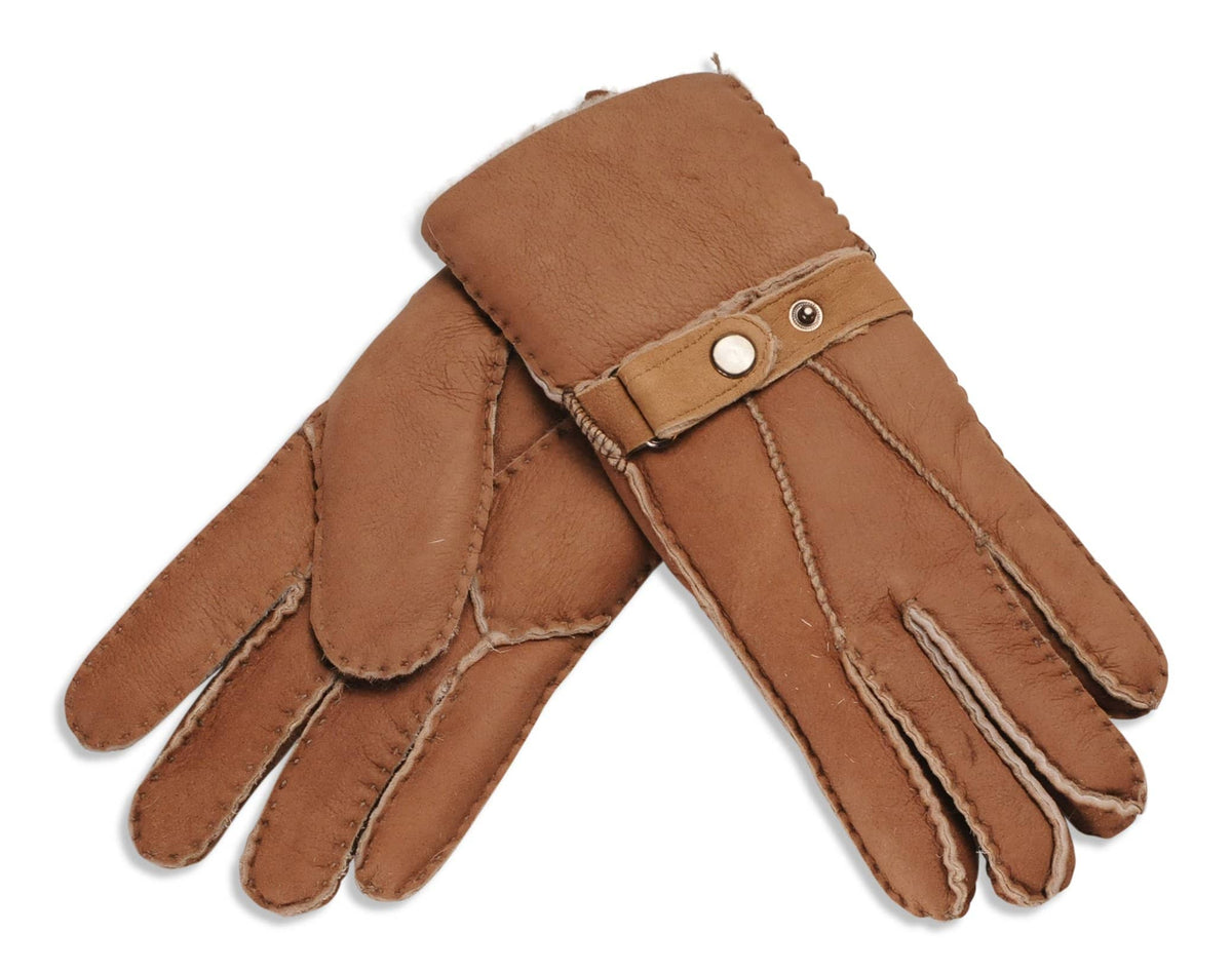 Womens Sheepskin Gloves - Adjustable Strap Cuff
