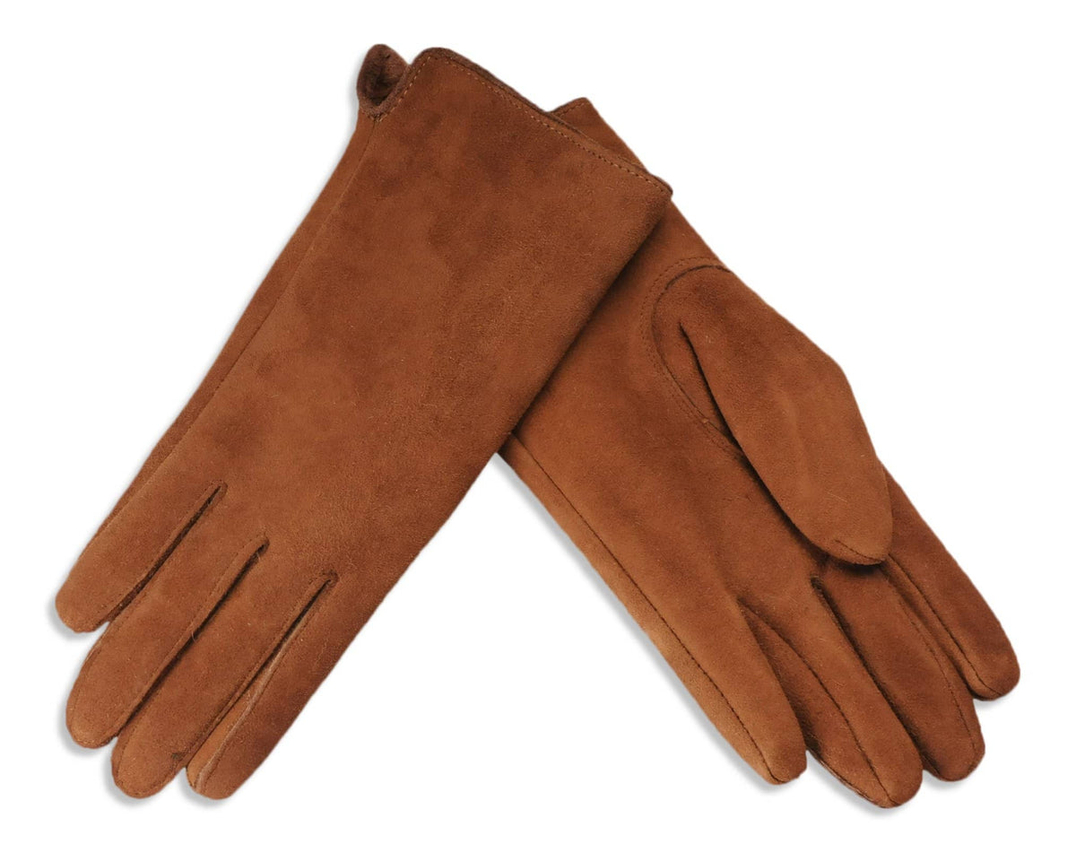 Womens Sheepskin Suede Gloves - Half Pique Seam