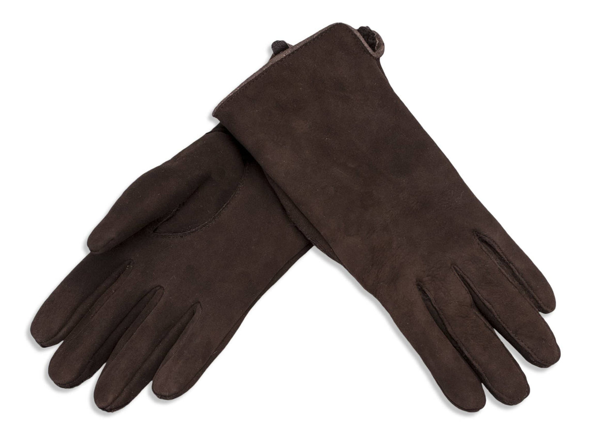 Womens Sheepskin Suede Gloves - Half Pique Seam