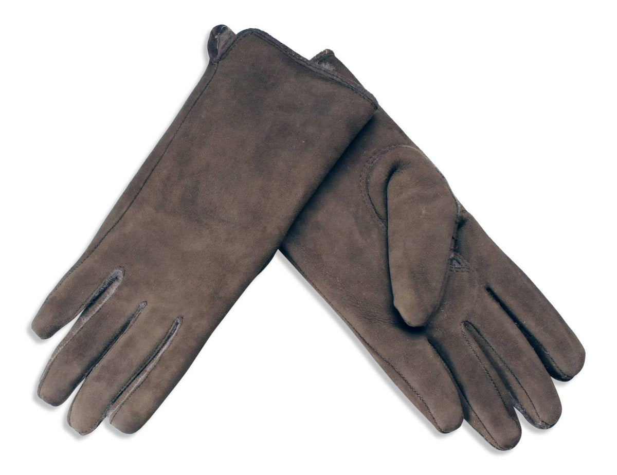 Womens Sheepskin Suede Gloves - Half Pique Seam