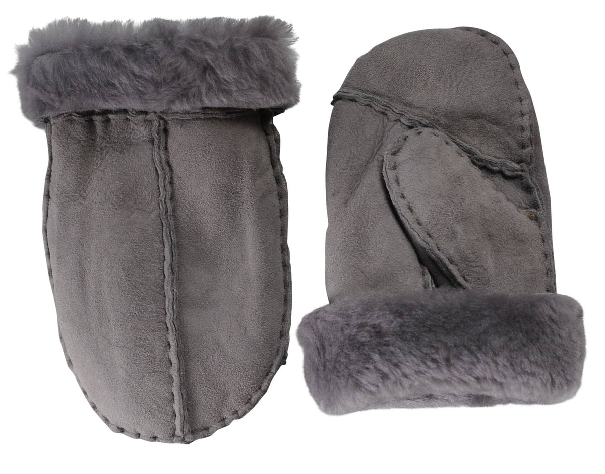 Nordvek childrens sheepskin mittens 325-100 venetian grey back of hand
