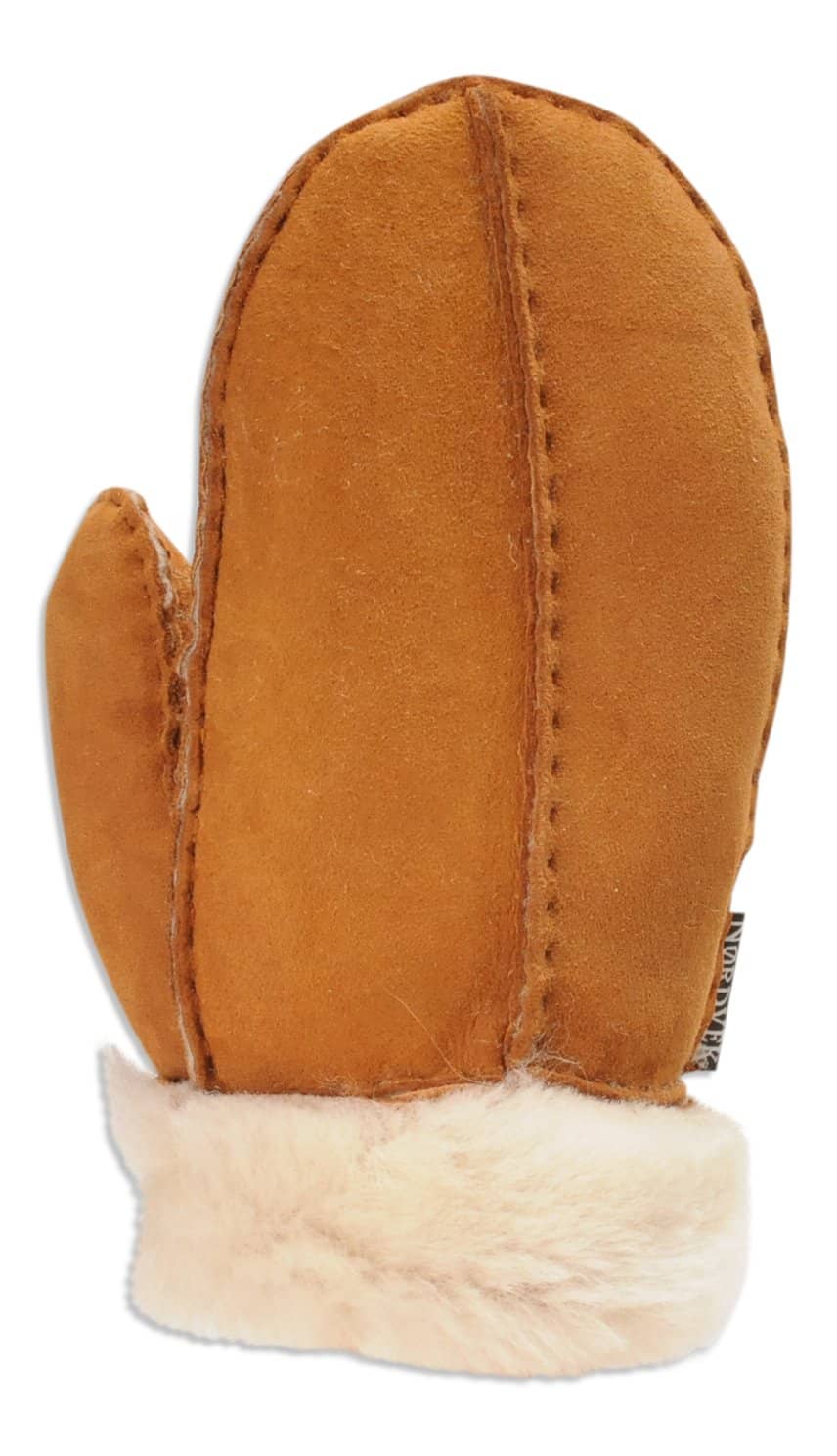 Nordvek childrens sheepskin mittens 325-100 chestnut back of hand