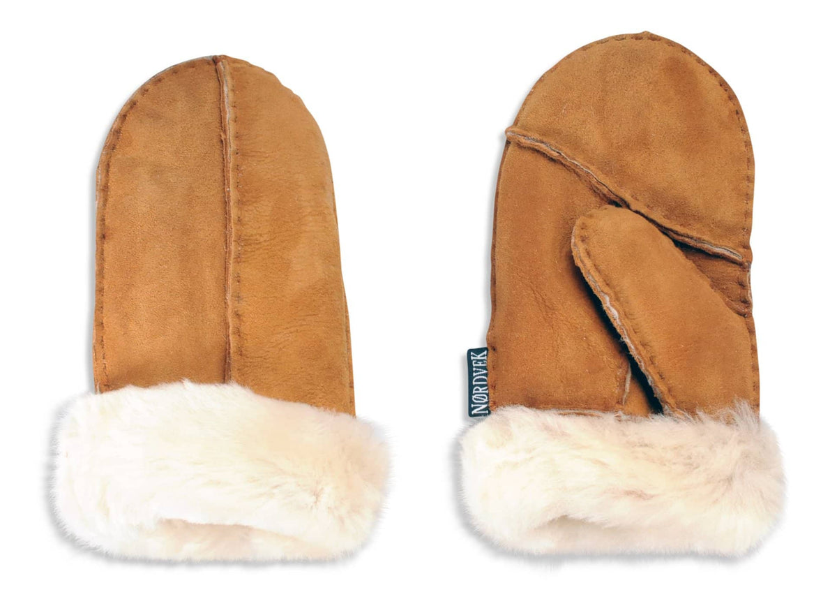 Nordvek childrens sheepskin mittens 325-100 chestnut pair