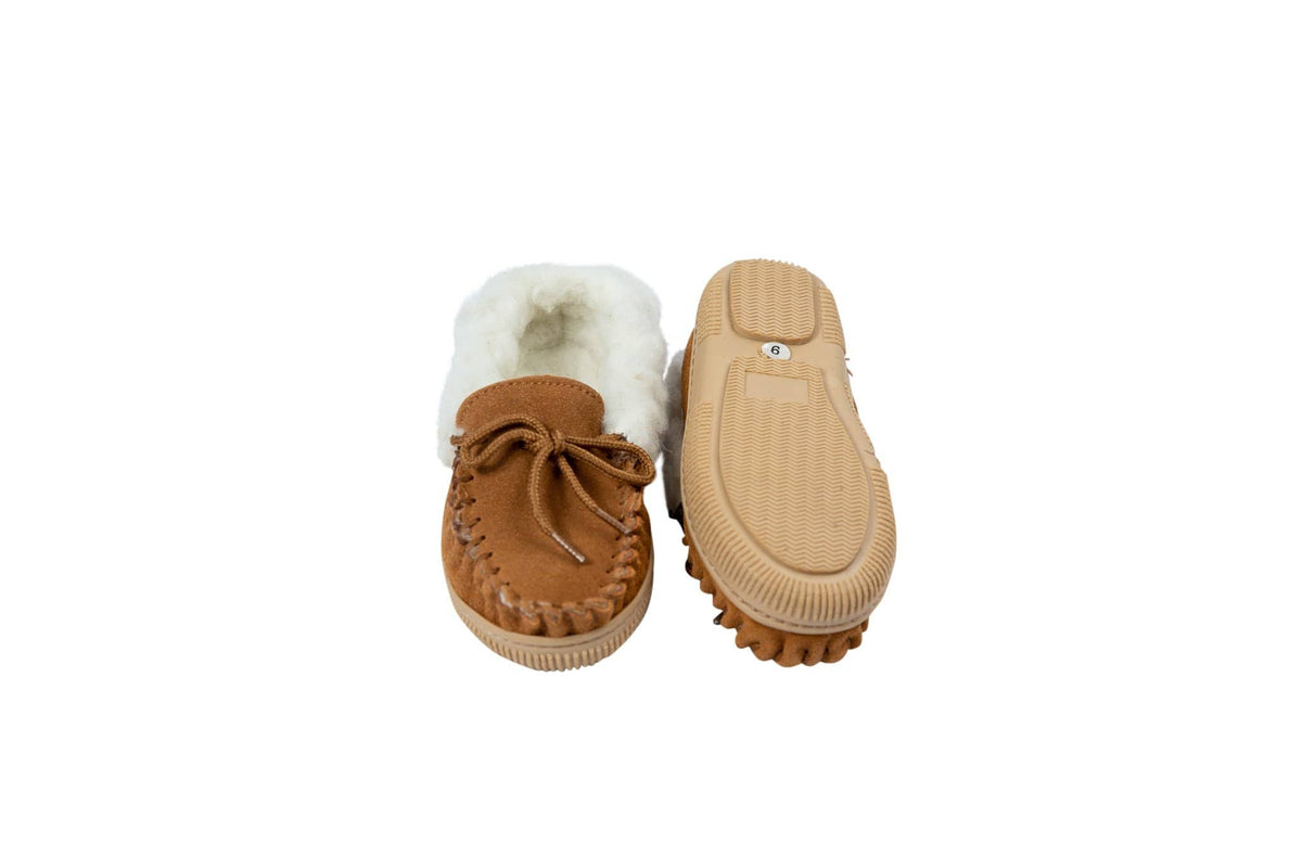 Nordvek kids sheepskin moccasins 435-100 chestnut sole