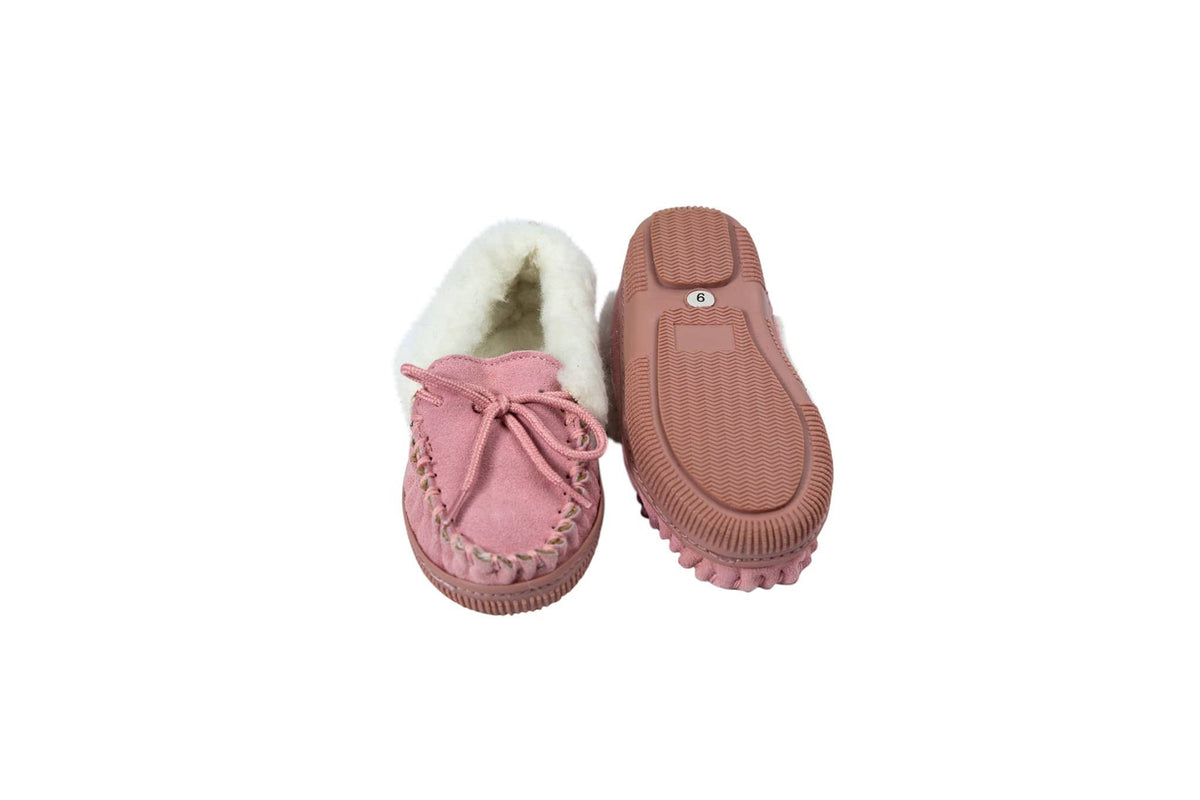 Nordvek kids sheepskin moccasins 435-100 pink sole