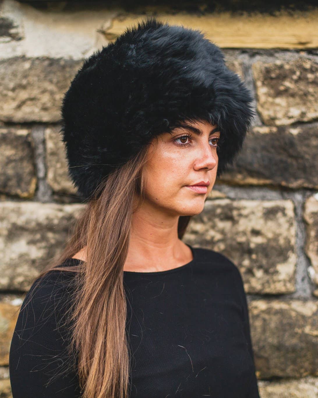 Nordvek womens sheepskin Zhivago hat  504-100 white model wearing hat