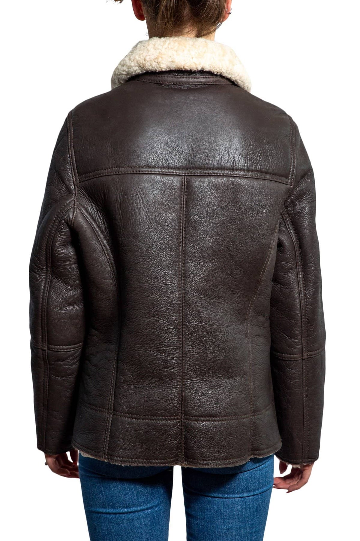 Nordvek womens sheepkin jacket chocolate 705-100 back