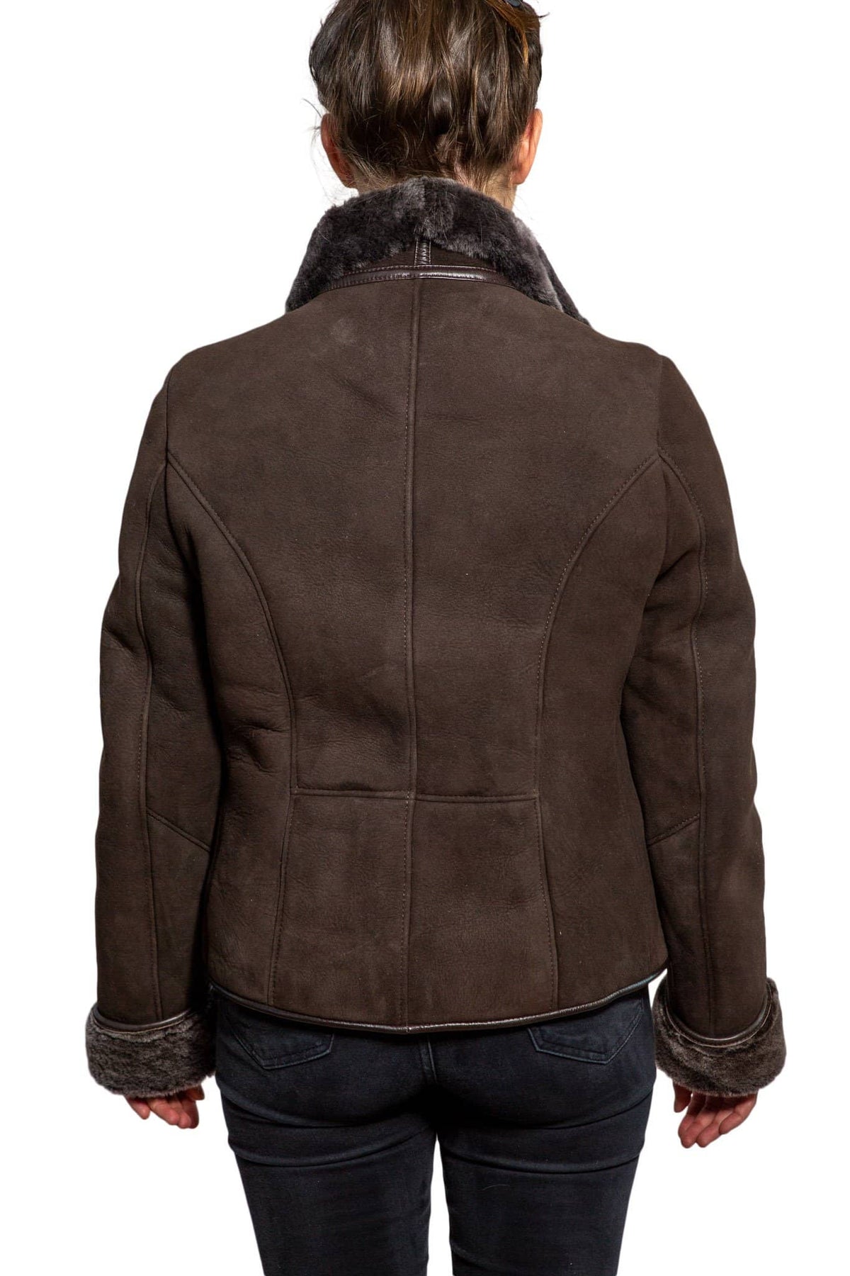 Nordvek womens sheepskin jacket 706-100 brown back