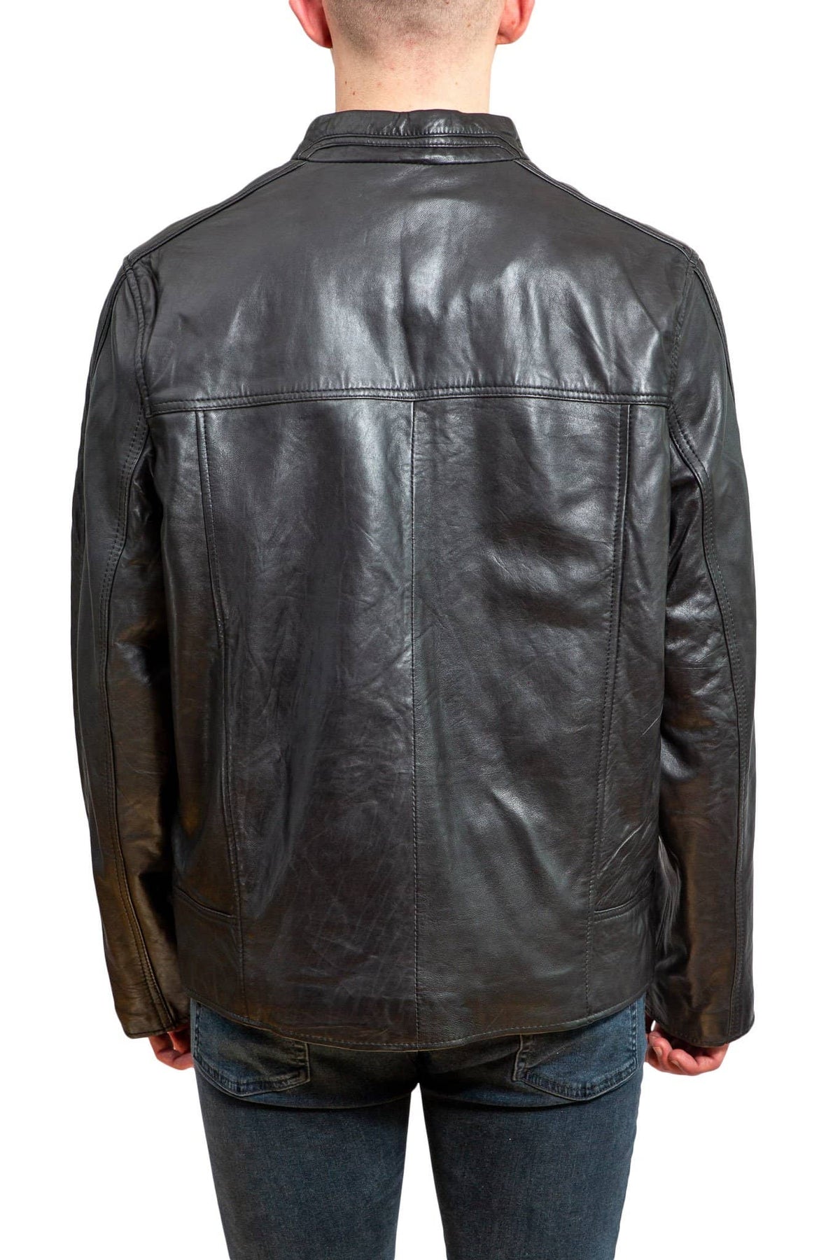 Nordvek mens leather jacket 712-100 black back 