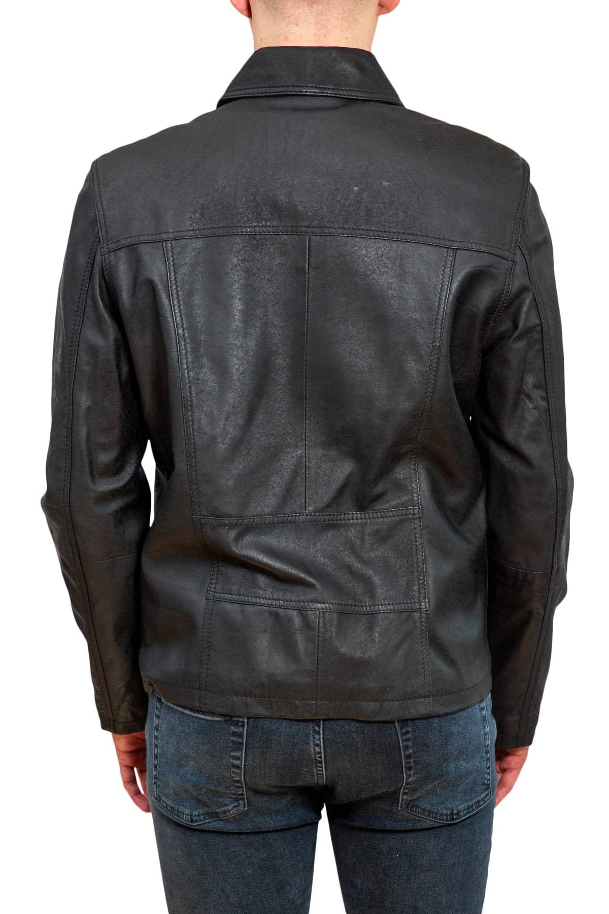 Nordvek mens leather jacket 713-100 black back 
