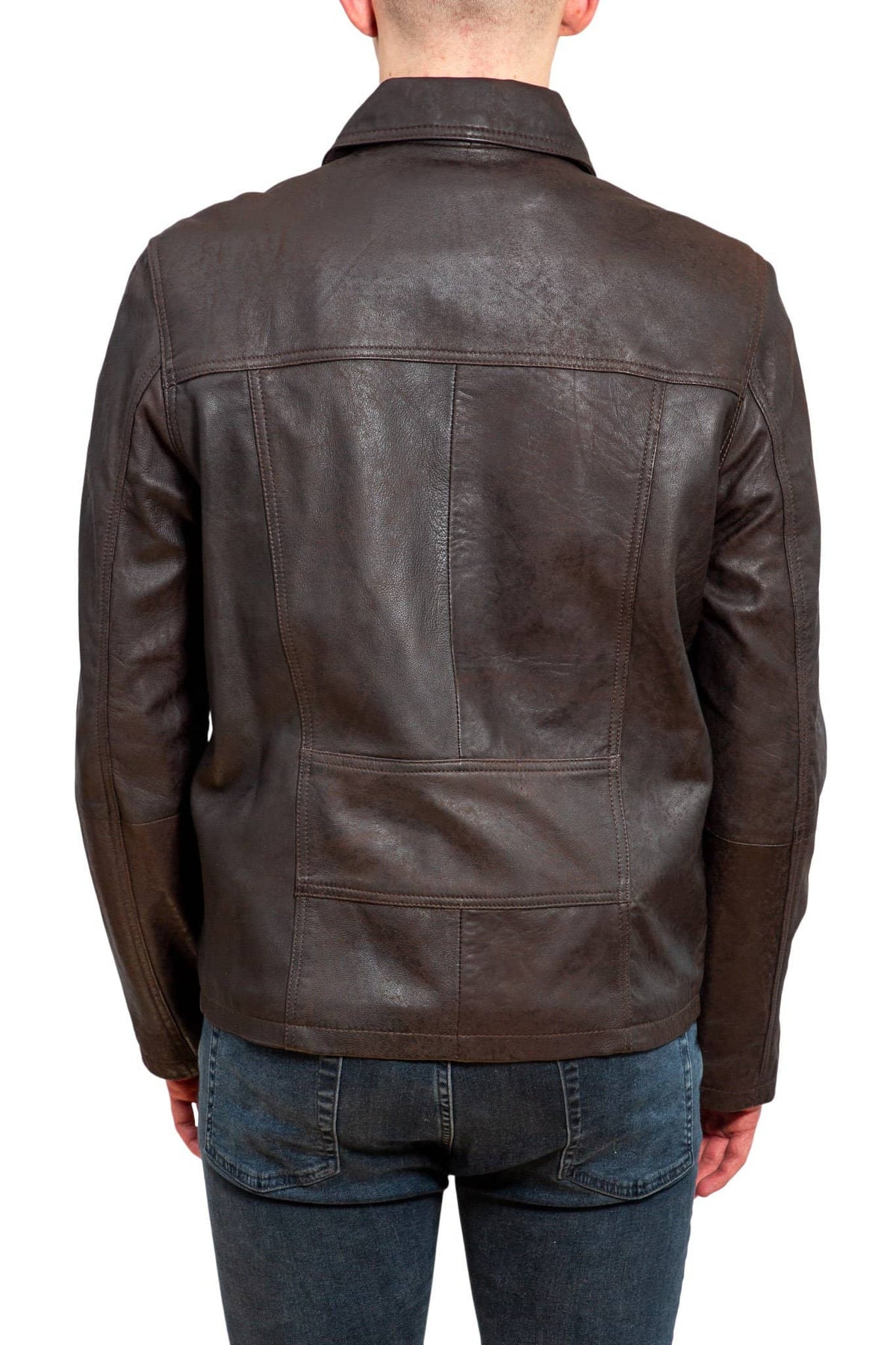 Nordvek mens leather jacket 713-100 brown back 