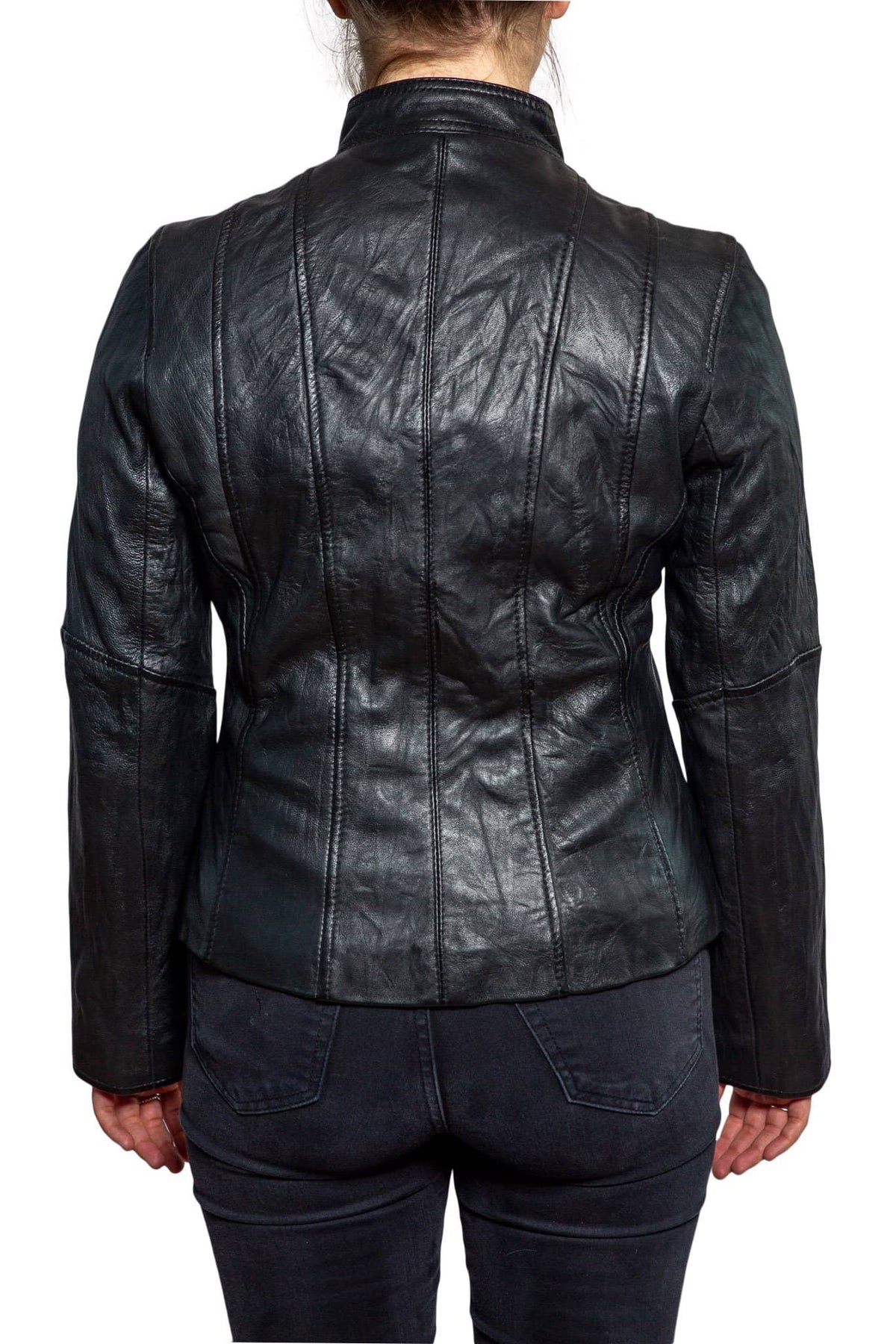 Nordvek womens leather jacket 714-100 black back