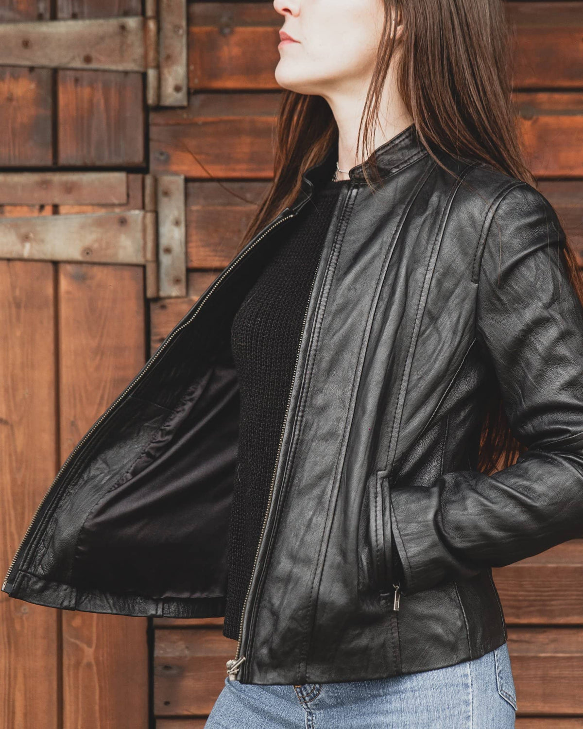 Ladies leather store jacket styles