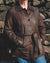 womens leather jacket 715-100 chocolate on model front tied