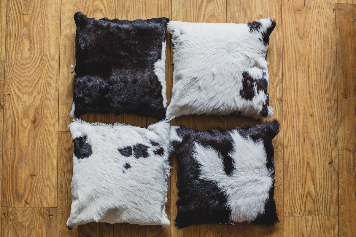 Nordvek cowhide cushion group black on wooden floor 9007-100
