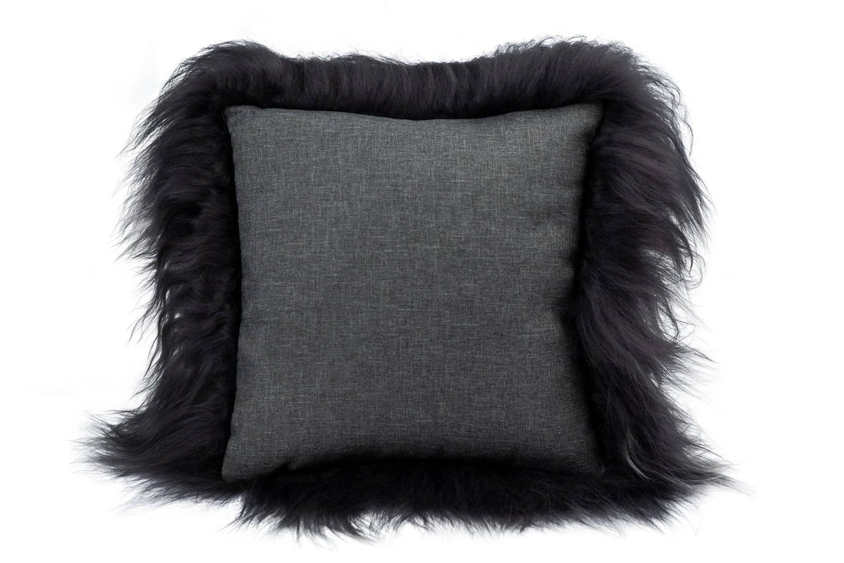 Nordvek Icelandic Sheepskin Cushion 9010-100 dark grey back