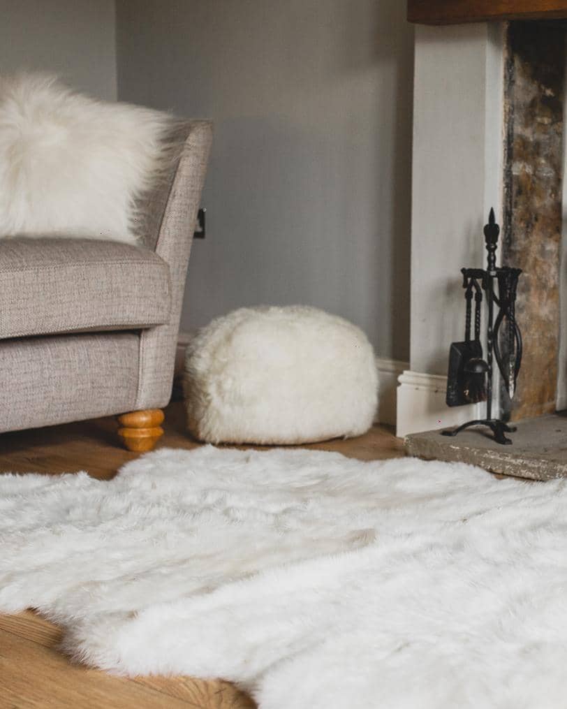 Nordvek sheepskin pouffe 9021-100 group on floor