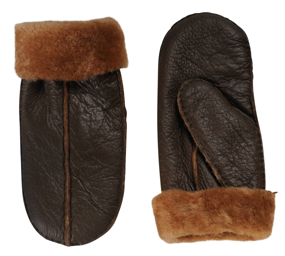 Nordvek womens sheepskin mittens 315-100 brown side by side