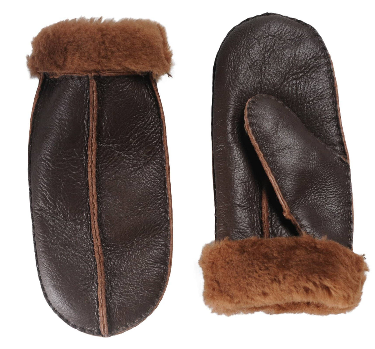 Womens Sheepskin Mittens - Split Palm - Fold Back Cuff