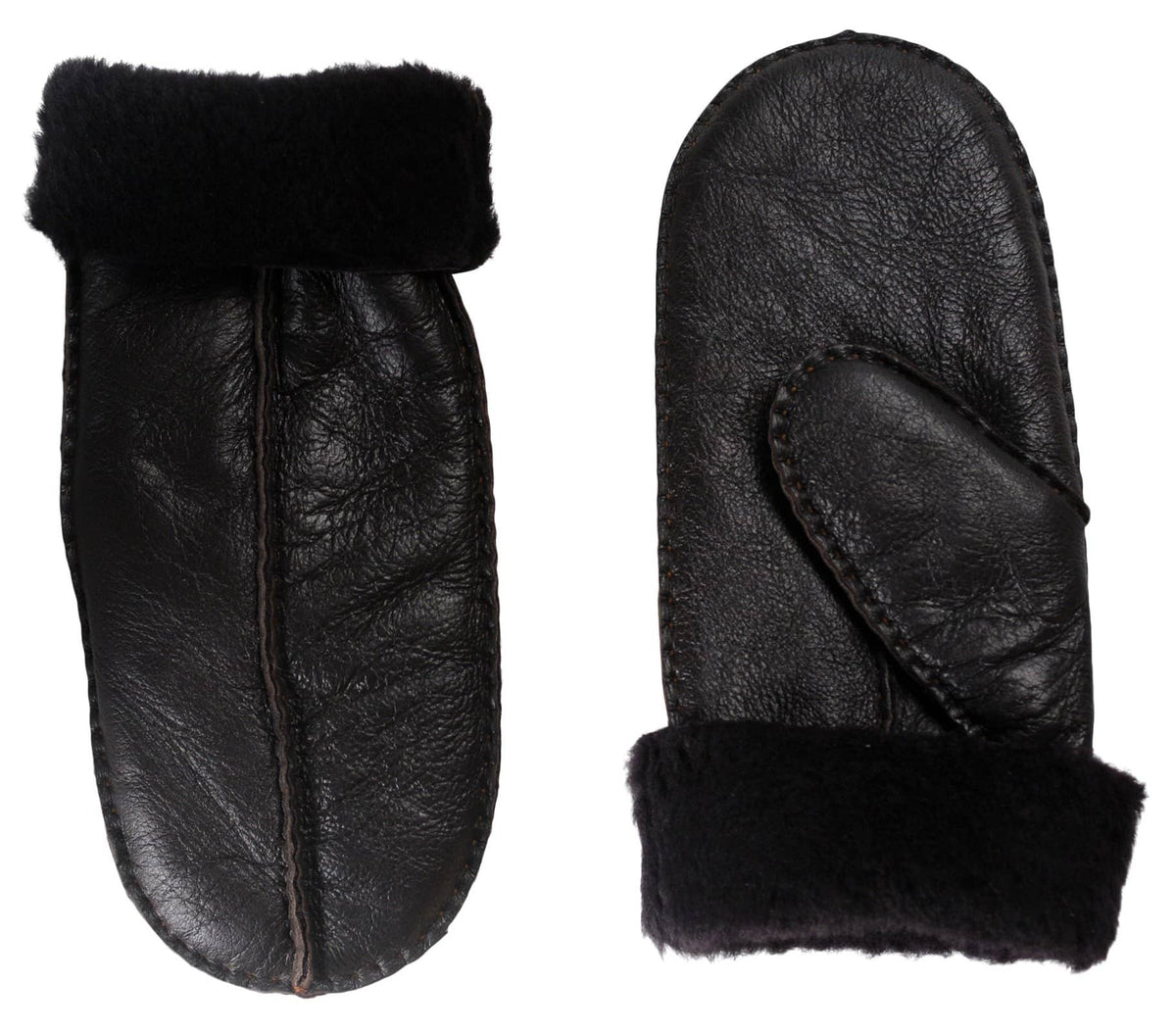 Womens Sheepskin Mittens - Split Palm - Fold Back Cuff