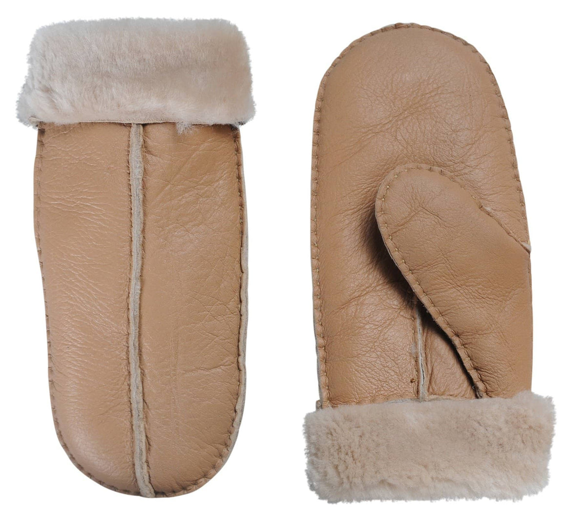 Womens Sheepskin Mittens - Split Palm - Fold Back Cuff