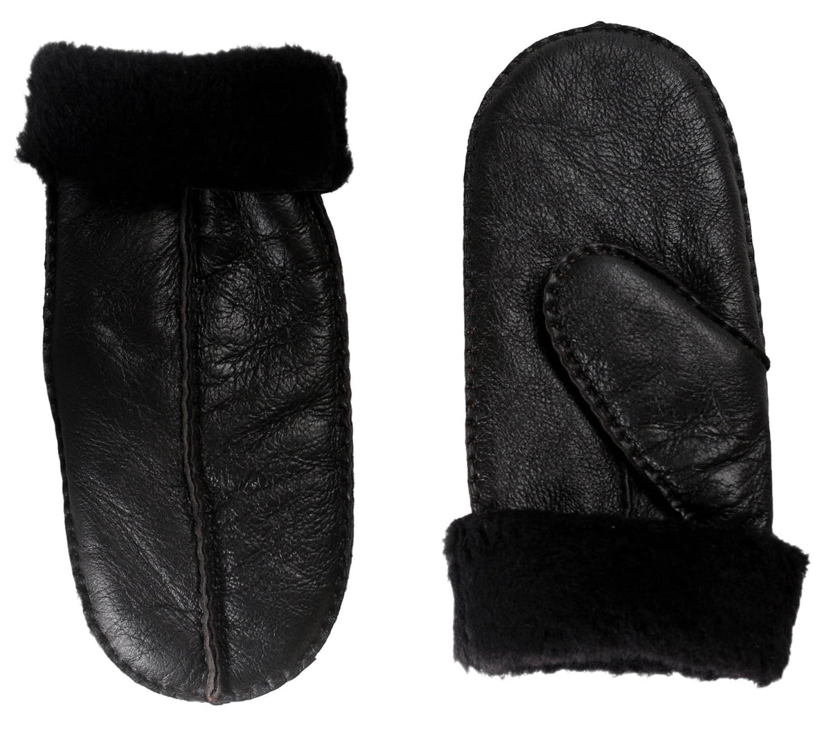 Nordvek womens sheepskin mittens 315-100 black side by side