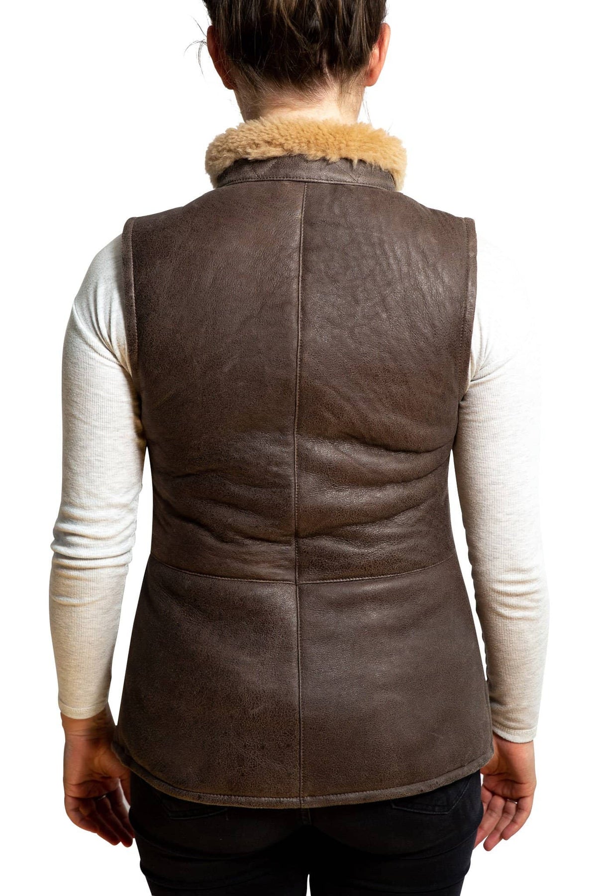 Nordvek womens sheepskin jacket 710-100 chocolate back