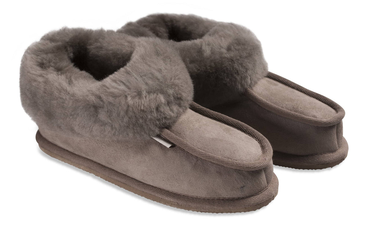 Womens Sheepskin Slippers - Classic Boot Style With Sheepskin Cuff - Rubber Sole