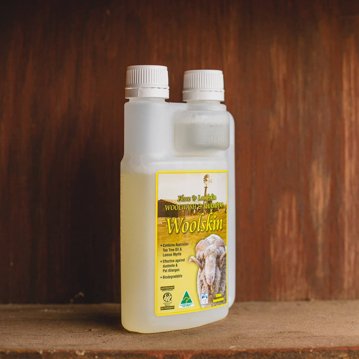 Tantech woolwash on wooden ledge