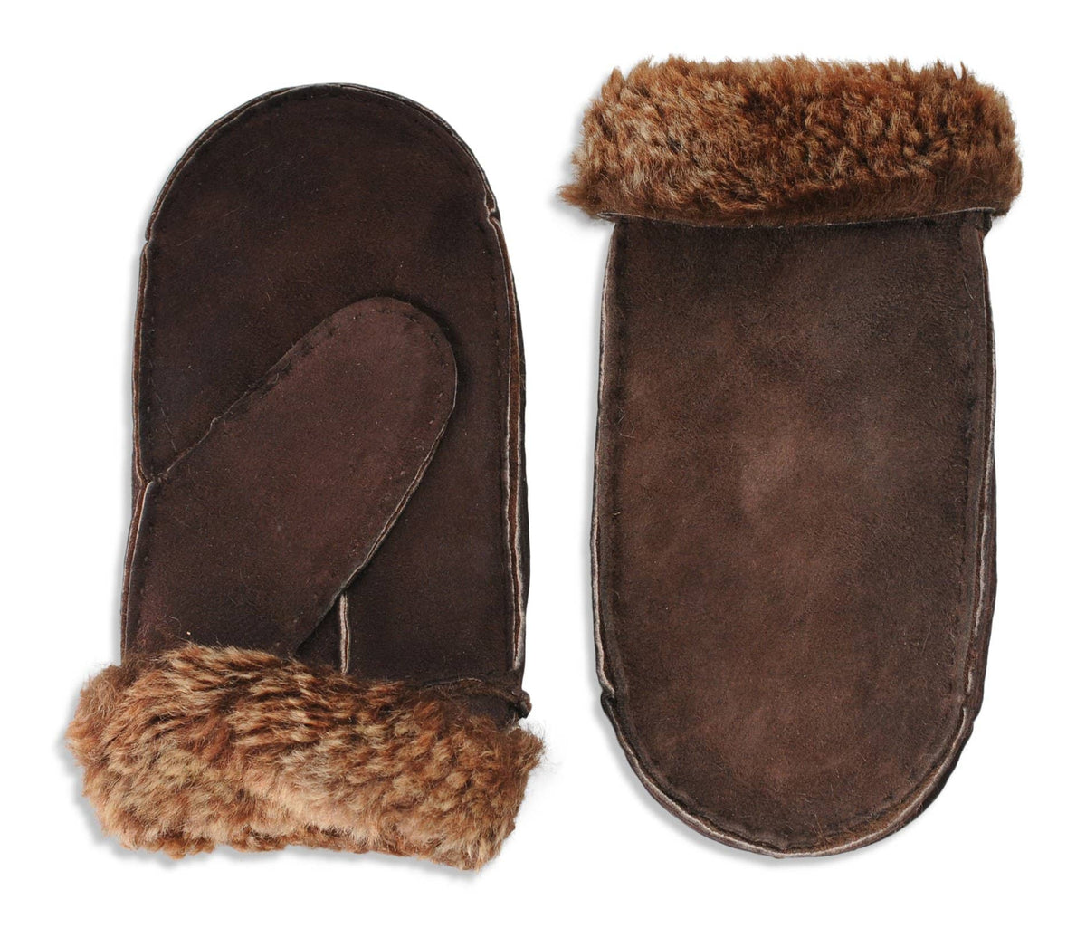 Nordvek childrens sheepskin mittens 314-100 chocolate pair